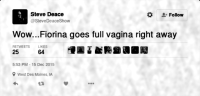 Wow … Fiorina goes full vagina right away (Steve Deace, via Twitter, 15 December 2015.