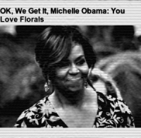 "OK, We Get It, Michelle Obama: You Love Florals".  (Detail of Huffington Post front page, 22 March 2016.)