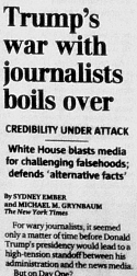 "Trump's war with journalists boils over" (Seattle Times, 23 January 2017)